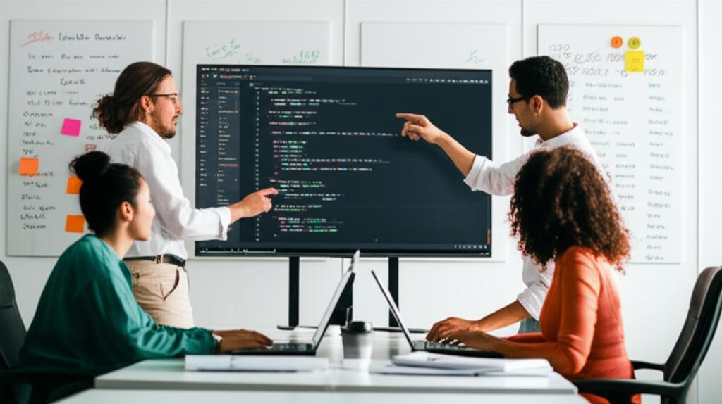 Developers collaborating on the implementation